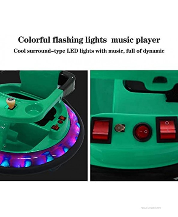 Bumper car for Kids,Ride-on Bumper Car Kids Toy Funny 12V Double Battery Electric Bumper Car,with Flash Lights Music Player & 360 Spin Powered Wheels,Fit for 1-3Years Kids Green