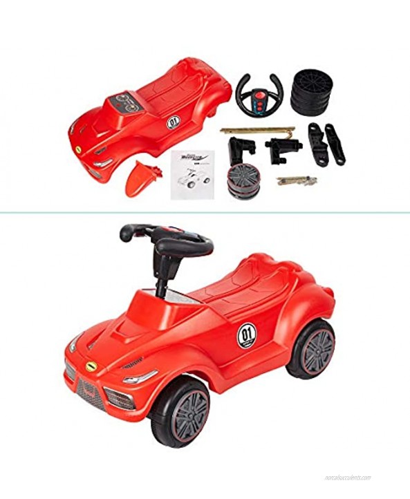 COLOR TREE Ride-On Push Car with Steering Wheel Horn,Light and Music Red