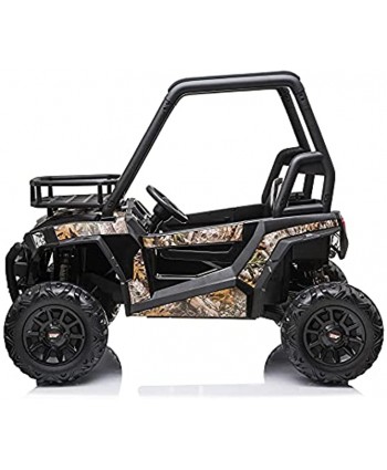Freddo Toys 24V Battery Powered Kids Electric Ride On Car Off-Road UTV Toy 2 Seater with Parental Remote Control MP3 Player USB AUX Port LED Lights Leather Seats and Eva Tires for 3+ Cammo