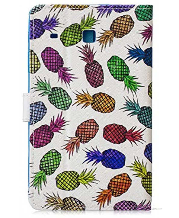Herzzer Slim Leather Wallet Case for Samsung Galaxy Tab E 8.0,Multi-Angle View Folio Stand Premium Magnetic Colorful Print PU Leather Cover with Soft Silicone Inner,Colorful Pineapples