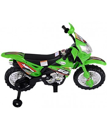 Kids Ride On Motorcycle with Training Wheel 6V Battery Powered Electric Toy Green New by Eight24hours