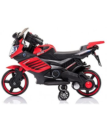 Single Drive Motorcycle for Kids Dirt Bike with 2 Small Training Wheels for Safety Speed 3 KM H Charge Time 8-12 Hrs 3-5 Years Boys and Girls Red