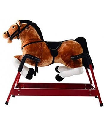 UP6Per Riding Toys Brown Horse Riding Toy Ride on Horse Toy Durable Kids Plush Spring Style Horse Bouncing Rocker Toy with Realistic Sounds for Kids Age 3+ Years Ride on Horse