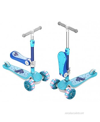 Airgymfactory 3 Wheels Kick Scooter for Kids and Toddlers Girls & Boys 4 Adjustable Height with Removable Seat Extra-Wide PU LED Flashing Wheels for Children Ages 2-12 Learn to Steer