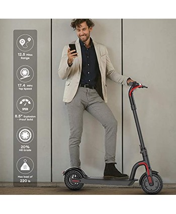 ASITON Electric Scooter Up to 17.4 MPH 12.5 Miles with 8.5" Explosion-Proof Solid Tires Electric Folding Scooter Two Speeds for Commute with Free helmat