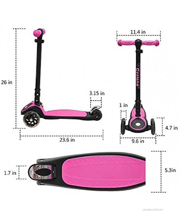 ChromeWheels Scooters for Kids Deluxe Kick Scooter Foldable 4 Adjustable Height 150lb Weight Limit 3 Wheel Lean to Steer LED Light Up Wheels Best Gifts for Girls Boys Age 3-12 Year Old