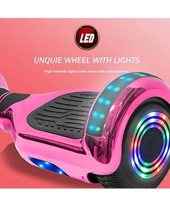 DOC Electric Smart Self-Balancing Scooter Hoverboard with Built in Bluetooth Speaker LED Lights 6.5" Flash Wheels Safety Certified Hoverboard for Kids and Adults