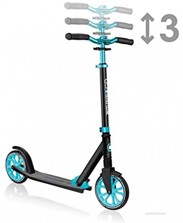 Globber NL 500-205 2-Wheel Folding Kick Scooter Reflective and Adjustable Height T-Bar Comfort Handlebar Grips for Kids 8+ Teens and Adults