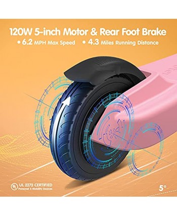 MIHOVER Electric Scooter for Kids Ages 6-12 Kick-Start Boost Kids Scooter Lightweight and Foldable 5" Tires UL Certified Best Gifts for Boys & Girls-Pink