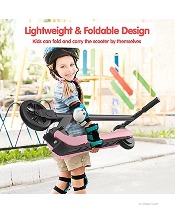 MIHOVER Electric Scooter for Kids Ages 6-12 Kick-Start Boost Kids Scooter Lightweight and Foldable 5 Tires UL Certified Best Gifts for Boys & Girls-Pink