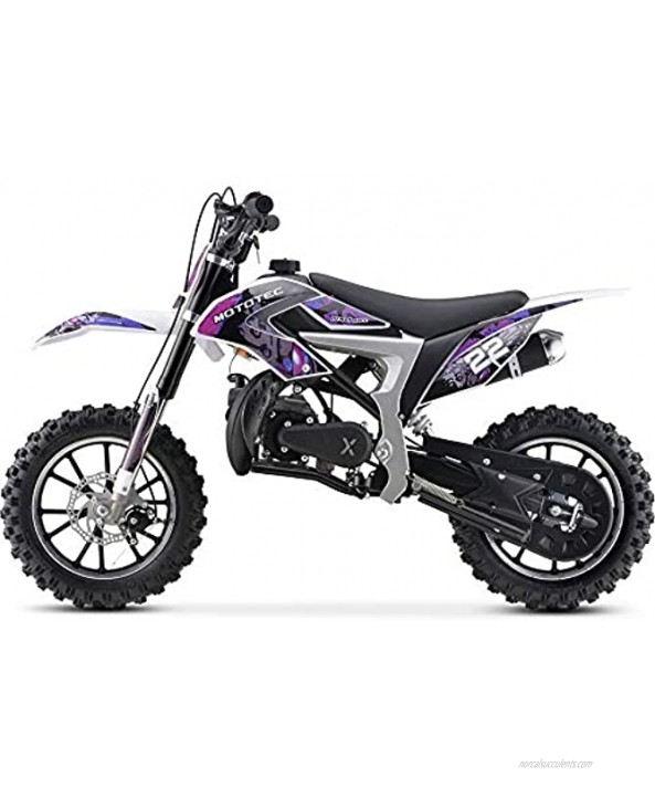 MotoTec 50cc Demon Kids Gas Dirt Bike 2-Stroke Motorcycle Pit Bike Purple
