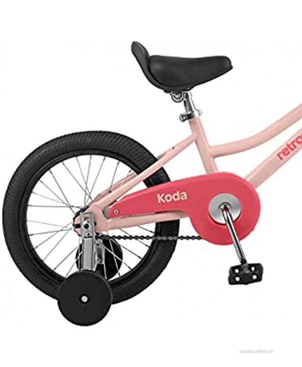 Retrospec Koda 16” Kids Bike Boys and Girls Bicycle with Training Wheels Bell & Basket Toddler Bikes for Ages 4-6 Years Old Blush