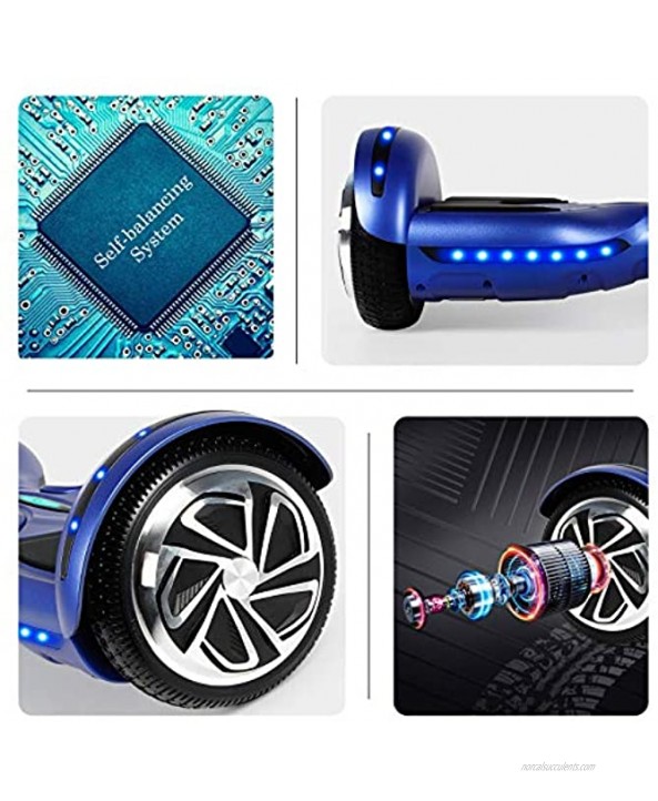 SISIGAD Hoverboard with Bluetooth 6.5 Two Wheels Self Balancing Scooter with Built-in Speaker LED Colorful Lights