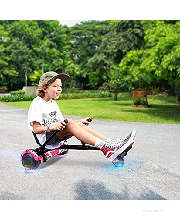 SISIGAD Hoverboard with Seat Attachment Combo 6.5 Two-Wheel Hoverboards with Bluetooth Speaker and Colorful Lights Self Balancing Scooter for Kids Gift Include Go-Kart