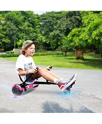 SISIGAD Hoverboard with Seat Attachment Combo 6.5" Two-Wheel Hoverboards with Bluetooth Speaker and Colorful Lights Self Balancing Scooter for Kids Gift Include Go-Kart