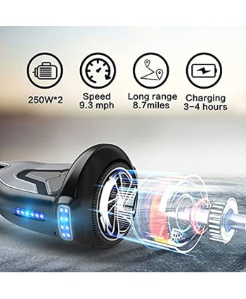TOMOLOO Hoverboard for Kids and Adult 6.5" Two Wheels App Controlled Electric Self Balancing Scooter UL2272 Certified