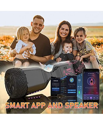 TOMOLOO Hoverboard Off Road with Bluetooth and LED Lights 8.5'' All Terrain Hoverboards for Kids and Adults with APP Control UL2272 Certified Two-Wheels Electric Self Balancing Scooter Hover Board