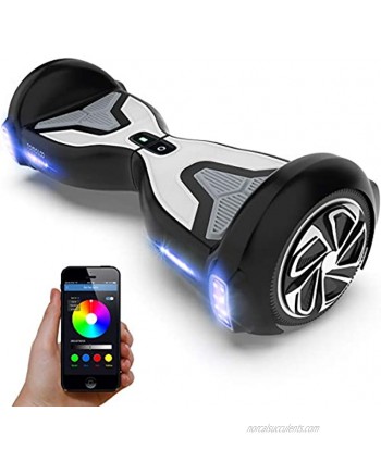 TOMOLOO Hoverboard with Bluetooth and Lights Smart APP Hover Board with UL2272 Certified 6.5 Inch Two Wheel Hoover Board for Kids and Adults