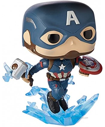 Funko Pop! Marvel: Avengers Endgame Captain America with Broken Shield & Mjoinir,Multicolor,3.75 inches