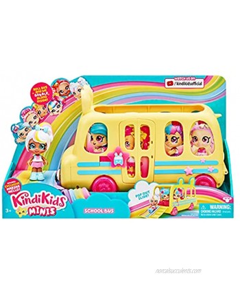 Kindi Kids Minis Collectible School Bus and Posable Bobble Head Figurine 2pc