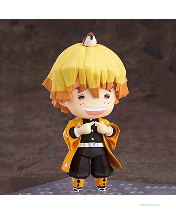 Demon Slayer : Agatsuma Zenitsu-Q Version Nendoroid Interchangeable Face 10cm Boxed PVC Anime Cartoon Game Character Model Statue Figure Toy Collectibles Decorations Gifts