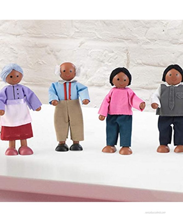 KidKraft Wooden Poseable Doll Family of 7 African American Gift for Ages 3+