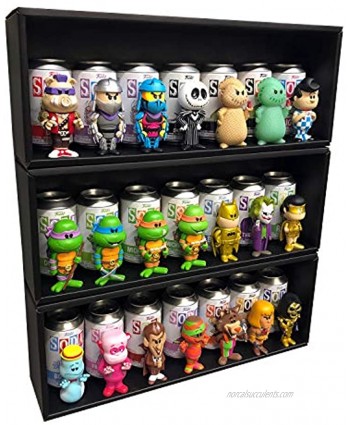 3 Single Row Soda Display Cases for Vinyl Collectible Toy Figures Black Cardboard