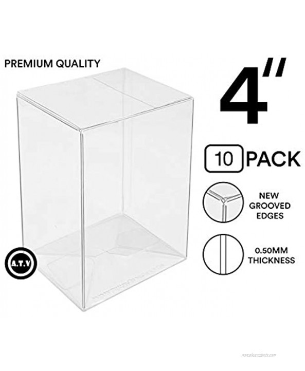 ATV Store Premium Pop Protectors Vinyl Display Box Case for 4 Thickness 0.50mm GROOVED Edge Pack of 10 Figure NOT Included