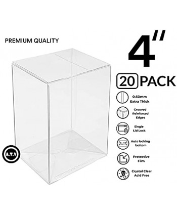 ATV Store Premium Pop Protectors Vinyl Display Box Case for 4" Thickness 0.60mm GROOVED Edge Pack of 20