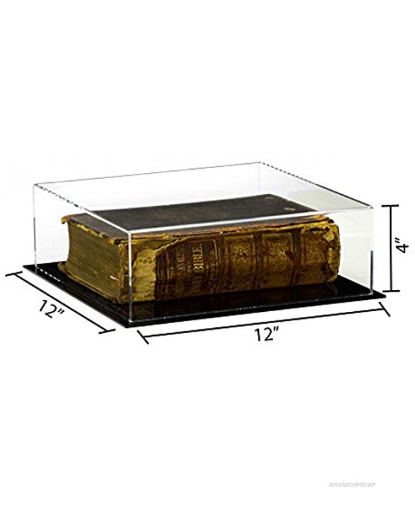 Better Display Cases Versatile Acrylic Clear Display Case Medium Rectangle Box with Black Base 12 x 12 x 4 A030B-BDS