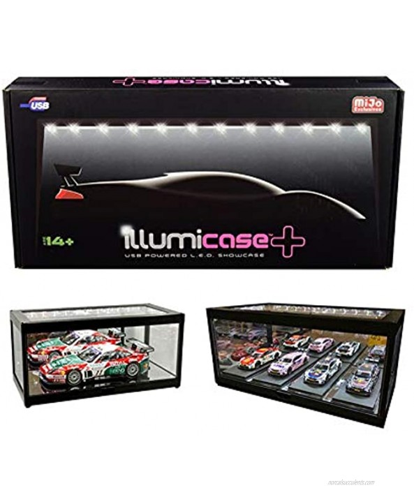 Collectible Display Show Case Illumicase+ with LED Lights and Mirror Base and Back for 1 64 1 43 1 32 1 24 1 18 Scale Models by Illumibox MJ7710