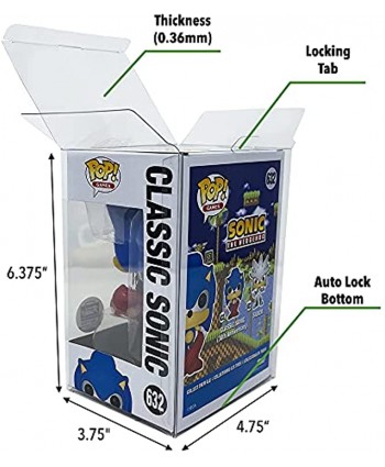 EcoTEK Protectors Compatible with Funko POP! 4" Inch Vinyl Figures 100 Pack of EcoTEK Pop Protectors Strong Crystal Clear Case Heavy Duty Acid Free w  Protective Film & Locking Tab