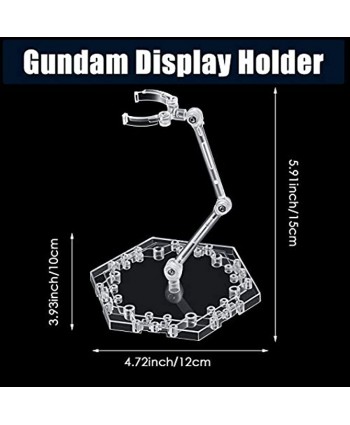 Jetec 8 Pieces Action Figure Stand Hexagon Assembly Action Holder Base Display Stand for 5-12 Inch 1 144 HG RG SD SHF Gundam Figure Model Toy Clear White