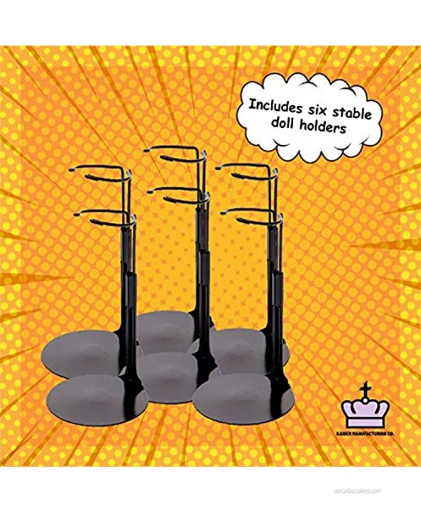 Kaiser Black Doll Stand Action Figure Stands with Expandable Waist Wire for 8-12 Dolls 6 pcs