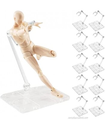 LotCow 10 Pcs Action Figure Stand Support Assemble Action Figure Display Holder Plastic Transparent Stand Base for Doll Model Toy Support Stand Supplies