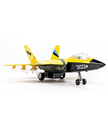 Topwon Die Cast Metal Military Fighter Jet for Adult Airplane Toy with LED LightYellow