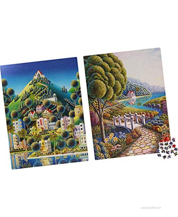 2-Pack of 1000-Piece Jigsaw Puzzles for Adults Families and Kids Ages 8 and up Daffodils and Hidden Village