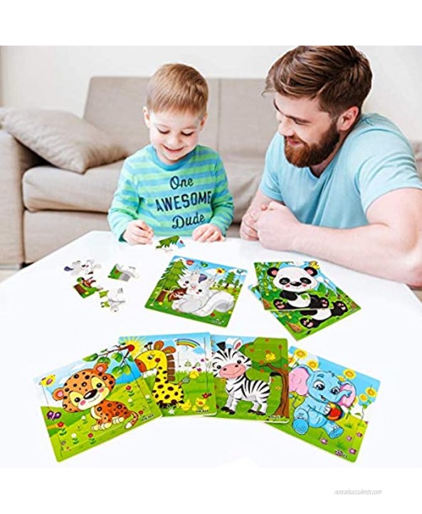 Aitey Wooden Jigsaw Puzzles for Kids Ages 2-5 Toddler Puzzles 9 Pieces Preschool Educational Learning Toys Set Animals Puzzles for 2 3 4 Years Old Boys and Girls 6 Puzzles