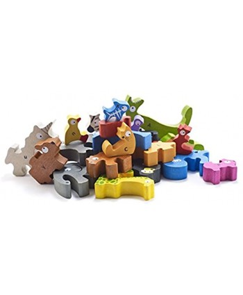 BeginAgain Animal Parade A to Z Puzzle and Playset Educational Wooden Alphabet Puzzle 2 and Up