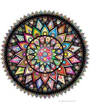 Bgraamiens Puzzle-Geometric Colorful Mandala-1000 Pieces Creative Geometric Round Blue Board Colorful Mandala Jigsaw Puzzle