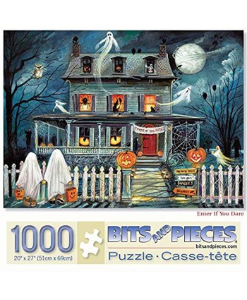Bits and Pieces 1000 Piece Jigsaw Puzzle for Adults 20" x 27"  Enter If You Dare 1000 pc Haunted House Halloween Trick or Treat Jigsaw by Artist Ruane Manning