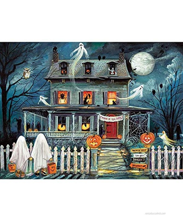 Bits and Pieces 1000 Piece Jigsaw Puzzle for Adults 20 x 27  Enter If You Dare 1000 pc Haunted House Halloween Trick or Treat Jigsaw by Artist Ruane Manning