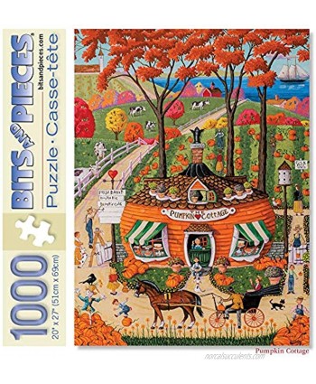Bits and Pieces Pumpkin Cottage 1000 Piece Jigsaw Puzzles for Adults Each Puzzle Measures 20" X 27" Autumn Pumpkin Patch Jigsaws by Artist Joseph Holodook