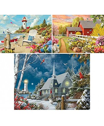 Bits and Pieces Value Set of Three 3 500 Piece Jigsaw Puzzles for Adults Each Puzzle Measures 18" X 24" 500 pc Awaken Guiding Lights and Daydream Jigsaws by Artist Alan Giana