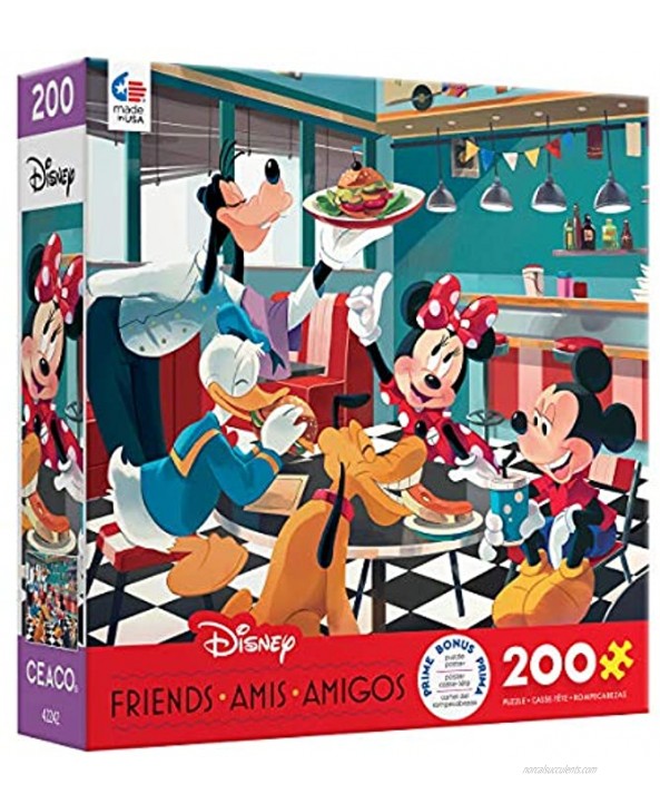 Ceaco 200 Piece Disney Friends Disney Diner Jigsaw Puzzle Kids and Adults Multi-colored ,5