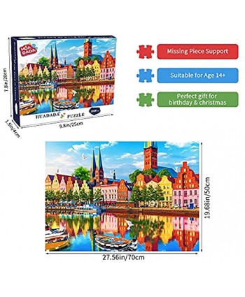 Jigsaw Puzzles 1000 Pieces for Adults Educational Intellectual Fun Puzzle Games for Kids Adults Toys Lübeck Ancient Town（27.56" x 19.69"）