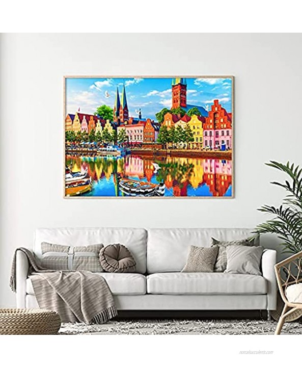 Jigsaw Puzzles 1000 Pieces for Adults Educational Intellectual Fun Puzzle Games for Kids Adults Toys Lübeck Ancient Town（27.56 x 19.69）