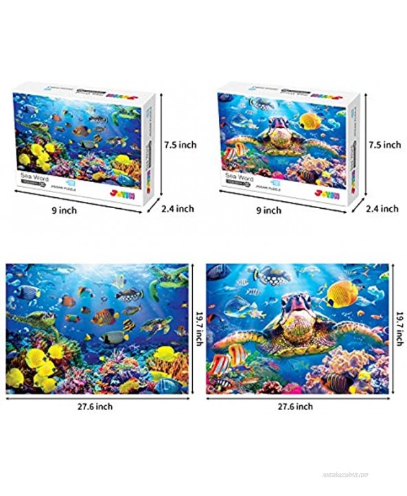 JOYIN 2 Pack 1000 Piece Jigsaw Puzzles for Adults27.56 x 19.69 Thick and Durable Sea Turtle Puzzles Fit Together Perfectly Funny Family Puzzles for Adults and Kids