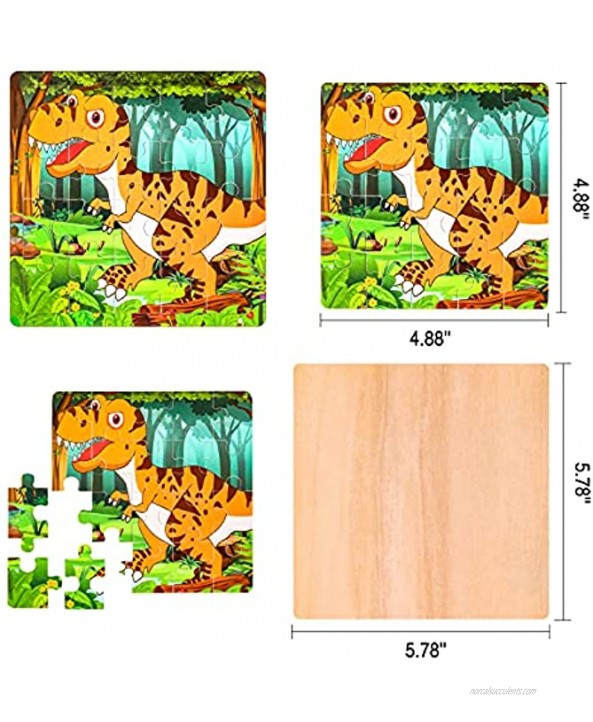 Max Fun Wooden Jigsaw Puzzles 20pcs Dinosaur Puzzle for Kids Preschool Educational Learning Puzzles Toys Set for 2 3 4 Years Old Boys Girls 4 Puzzles