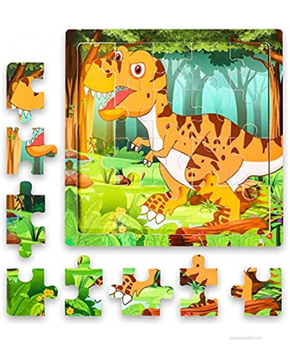 Max Fun Wooden Jigsaw Puzzles 20pcs Dinosaur Puzzle for Kids Preschool Educational Learning Puzzles Toys Set for 2 3 4 Years Old Boys Girls 4 Puzzles